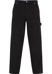 Urban Classics Herren Stoffhose "Urban Classics Herren Twill Double Knee Pants", schwarz, Gr. 28, unifarben, 100% Baumwolle, Hosen