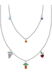 Thomas Sabo Damen Kette mit Anhänger "bunte Früchte silber, KE2098-477-7-L45V", 45, Silber 925 (Sterlingsilber), B: 1,0mm, orange, Silber 925