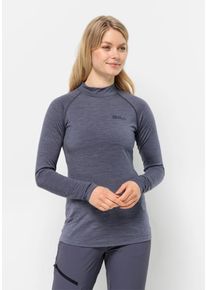 Jack Wolfskin Damen Langarmshirt "KAMMWEG L/S W", grau, Gr. XXL, OBERSTOFF 50% WOLLE (MERINO), 50% POLYESTER, Shirts