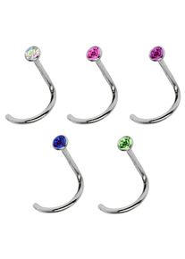 Adelia´s ADELIA ́S Damen Nasenpiercing "Piercing Piercing Nasenpiercing", bunt, modisch, Titan, Piercings, Titan Nasen Piercing Set 5 bunte Nasenstecker mit