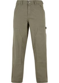 Urban Classics Herren Stoffhose "Urban Classics Herren Twill Double Knee Pants", grün, Gr. 30, unifarben, 100% Baumwolle, Hosen