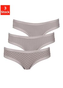 Lascana Damen Brasilslip, Gr. 32, grau, Jersey, Obermaterial: 95% Baumwolle, 5% Elasthan. Spitze: 90% Polyamid, 10% Elasthan, bedruckt, unifarben,