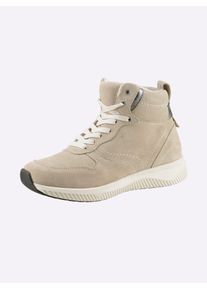 Heine Damen Schnürstiefelette, Gr. 41, beige, Leder, Veloursleder, sportlich, Schuhe