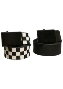 Urban Classics Damen Hüftgürtel "Urban Classics Unisex Check And Solid Canvas Belt 2-Pack", schwarz-weiß, Gr. S, 100% Polyester, Gürtel