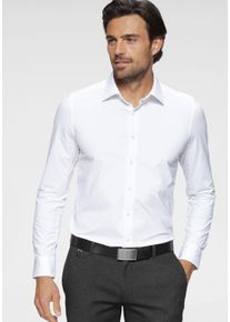 OLYMP Herren Langarmhemd "Luxor 24/Seven modern fit Jerseyshirt", weiß, casual, Gr. 38, unifarben, Jersey, Obermaterial: 92% Baumwolle, 8% Elasthan,