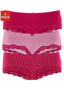 Lascana Damen Panty, Gr. 32, rot, Jersey, Obermaterial: 95% Baumwolle, 5% Elasthan. Spitze: 87% Polyamid, 13% Elasthan, unifarben, gestreift,