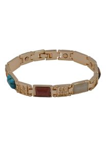 Steuer Damen Armband "Echtstein mehrfarbig Magnet", 18,5cm, Metall, bunt, Metall, Armbänder