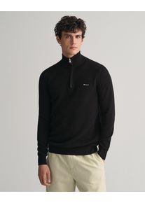 Gant Herren Troyer "COTTON PIQUE HALF ZIP", schwarz, casual, Gr. XL, Strick, Obermaterial: 100% Baumwolle, Pullover, mit Piqué-Struktur