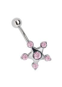 Adelia´s ADELIA ́S Damen Bauchnabelpiercing "Piercing Bauchnabelpiercing", rosa, Titan, Piercings, Pewter Stern mit offenem Stein in der Mitte