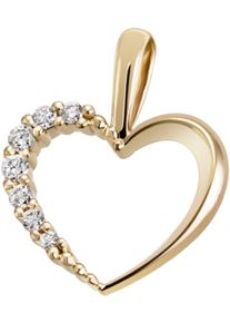 Firetti Damen Ketten-Anhänger "Schmuck Geschenk Gold 585 Halsschmuck Anhänger Herz", 0,05 ct SI = kleine Einschlüsse, Gelbgold 585-Diamanten, 0,6 g,