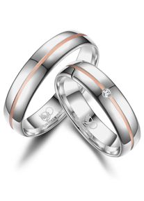MARRYA Damen Partnerring "Silber Ringe Trauringe Eheringe Partnerringe", 48, Silber 925 (Sterlingsilber), rosa, Silber 925 (Sterlingsilber),