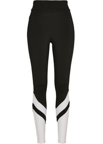 Urban Classics Damen Leggings "Urban Classics Damen Ladies Arrow High Waist Leggings", schwarz-weiß, Gr. S, 77% Polyester, 23% Elasthan, Hosen