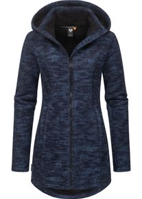 Ragwear Damen Longstrickjacke "Leysha Melange", blau, sportlich, Gr. L, Grobstrick, Obermaterial: 56% Baumwolle, 44% Polyester, Innenfutter: 100%