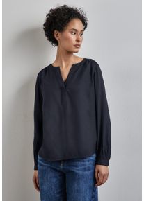 Street One Damen Langarmbluse, blau, casual, Gr. 42, unifarben, Stoff, 100% Viskose, Blusen, aus seidiger Viskose