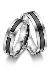 MARRYA Damen Partnerring "Edelstahl Ringe Trauringe Eheringe Partnerringe", 62, Edelstahl, schwarz, Edelstahl, Fingerringe
