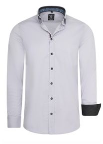 Rusty Neal Herren Langarmhemd, grau, casual, Gr. XXXL, unifarben, 97% Baumwolle, 3% Elasthan, Hemden, im trendigen Kontrast-Design