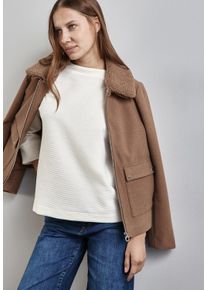 Street One Damen Langarmshirt, weiß, casual, Gr. 42, gestreift, Web, 66% Baumwolle, 32% Polyester, 2% Elasthan, Shirts, mit Turtleneck