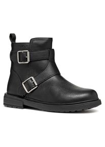 Geox Kinder Stiefelette "J ECLAIR GIRL X", Gr. 27, schwarz, Lederimitat, casual, Schuhe, Bikerboots, Winterstiefel, Boots mit Warmfutter