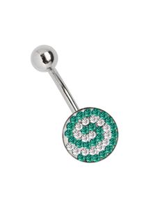 Adelia´s ADELIA ́S Damen Bauchnabelpiercing "Piercing Bauchnabelpiercing", grün, Chirurgiestahl, Piercings, 11 mm Multi-Strass-Platte mit Spirale