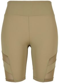 Urban Classics Damen Stoffhose "Urban Classics Damen Ladies High Waist Tech Mesh Cycle Shorts", grün, Gr. XS, unifarben, 80% Polyimid, 20% Elasthan,