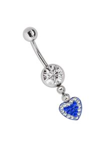 Adelia´s ADELIA ́S Damen Bauchnabelpiercing "Piercing Bauchnabelpiercing", blau, Chirurgiestahl, Piercings, Banane mit 8 mm Zirkoniakugel in klar