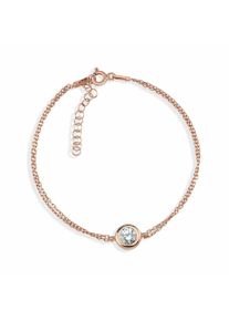 dKeniz Damen Armband "925/- Sterling Silber rosévergoldet Solitär", 17cm + 3cm, Silber 925 (Sterlingsilber), rosa, Silber 925 (Sterlingsilber),