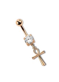Adelia´s ADELIA ́S Damen Bauchnabelpiercing "Piercing Bauchnabelpiercing", rosa, Chirurgiestahl, Piercings, Mit 7 mm gefasstem klarem Stein