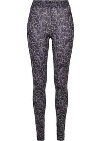 Urban Classics Damen Leggings "Urban Classics Damen Ladies AOP Leggings", schwarz, Gr. XS, unifarben, 94% Polyester, 6% Elasthan, Hosen
