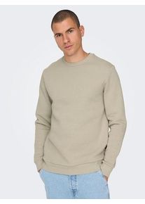 Only & Sons ONLY & SONS Herren Sweatshirt "ONSCERES CREW NECK NOOS", beige, modisch, Gr. XXL, unifarben, angeraute Sweatware, Obermaterial: 65% Baumwolle, 35%