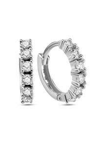 dKeniz Damen Paar Creolen "925 Silber rhodiniert Zirkonia weiß", ONE-SIZE, Silber 925 (Sterlingsilber), silber, Silber 925 (Sterlingsilber), Ohrringe