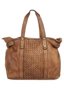 Samantha Look Damen Shopper, braun, Leder, vintage, Taschen, echt Leder, Made in Italy