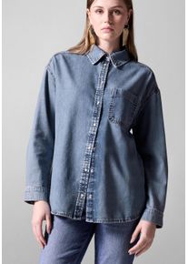 Damen Jeansbluse, blau, casual, Gr. 34, STREET ONE STUDIO, unifarben, Web, Jeans, 59% Baumwolle, 21% Baumwolle, 20% Lyocell, Blusen, aus softem