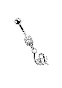 Adelia´s ADELIA ́S Damen Bauchnabelpiercing "Piercing Bauchnabelpiercing", silber, Chirurgiestahl, Piercings, Mit 7 mm gefasstem Stein und Anhänger