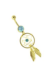 Adelia´s ADELIA ́S Damen Bauchnabelpiercing "Piercing Bauchnabelpiercing", blau, Chirurgiestahl, Piercings, Mit 8 mm Steinkugel aus 316l Stahl Gold beschichtet