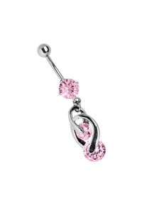 Adelia´s ADELIA ́S Damen Bauchnabelpiercing "Piercing Bauchnabelpiercing", rosa, Titan, Piercings, offener 8mm Stein mit filigranem Doppelsteinhänger