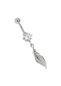 Adelia´s ADELIA ́S Damen Bauchnabelpiercing "Piercing Bauchnabelpiercing", silber, Chirurgiestahl, Piercings, Mit 6 mm gefasstem Stein