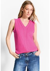 Cecil Damen Trägertop, pink, casual, Gr. L, unifarben, Web, Stoff, 50% Modal, 50% Baumwolle, Tops, Mit Stickerei