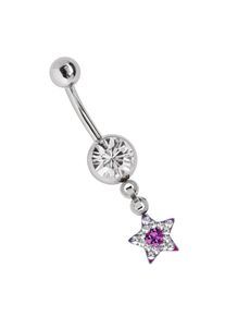 Adelia´s ADELIA ́S Damen Bauchnabelpiercing "Piercing Bauchnabelpiercing", lila, Chirurgiestahl, Piercings, Banane mit 8 mm Zirkoniakugel in klar