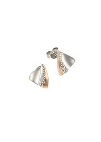 ZEEme Damen Paar Ohrstecker "Silber 925 zweifarbig mit Zirkonia weiß", ONE-SIZE, Silber 925 (Sterlingsilber), weiß, Silber 925 (Sterlingsilber),