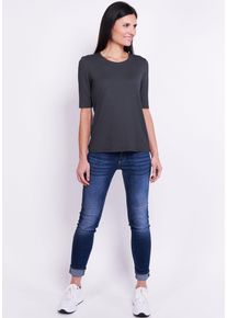 Seidel Moden Damen T-Shirt, grau, Basic, Gr. 40, unifarben, Jersey, Obermaterial: 95% Viskose, 5% Elasthan, Shirts, mit Rundhalsausschnitt, MADE IN