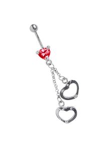 Adelia´s ADELIA ́S Damen Bauchnabelpiercing "Piercing Bauchnabelpiercing", rot, Titan, Piercings, Mit Handschellen in Form eines Herzes