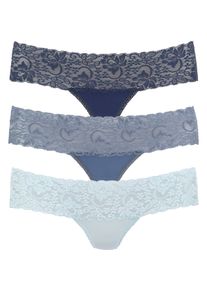 Vivance Damen String, Gr. 32, blau, Single Jersey, Obermaterial: 95% Baumwolle, 5% Elasthan. Spitze: 93% Polyamid, 7% Elasthan (LYCRA), unifarben,
