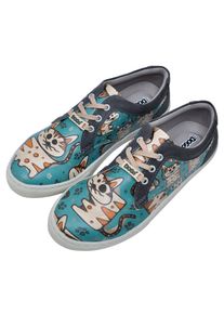 DOGO Damen Sneaker "Tabby Cats", Gr. 36, blau, Lederimitat, Schuhe, Vegan