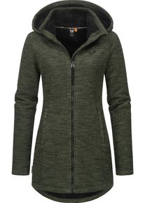 Ragwear Damen Longstrickjacke "Leysha Melange", grün, sportlich, Gr. M, Grobstrick, Obermaterial: 56% Baumwolle, 44% Polyester, Innenfutter: 100%