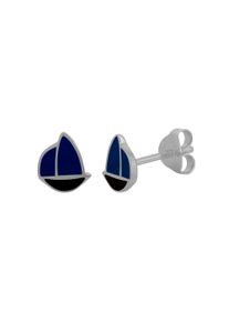 Vivance Damen Paar Ohrstecker "925/- Sterling Silber rhodiniert Schiff Lack blau", ONE-SIZE, Silber 925 (Sterlingsilber), weiß, Silber 925