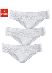 Vivance Damen Brasilslip, Gr. 32, weiß, Single Jersey, Obermaterial: 95% Baumwolle, 5% Elasthan. Spitze: 93% Polyamid, 7% Elasthan (LYCRA),