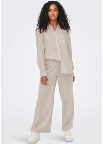 Only Damen Schlupfhose "ONLTOKYO HW LINEN BLEND ST PANT", beige, casual, Gr. M, unifarben, Web, Obermaterial: 54% Leinen, 46% Baumwolle, Hosen, mit
