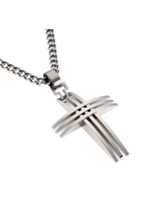 ZEEme Damen Kette mit Anhänger "Edelstahl mit Kreuz-Anhänger 45cm lang", 45cm, Edelstahl, L: 45cm B: 27.0mm, grau, Edelstahl, B:27.0mm, Halsketten