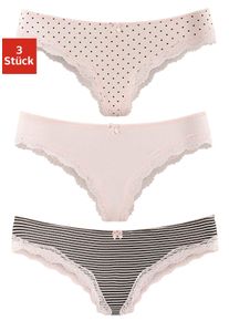 Lascana Damen Brasilslip, Gr. 32, rosa, Obermaterial: 95% Baumwolle, 5% Elasthan. Spitze: 87% Polyamid, 13% Elasthan, unifarben, gepunktet,