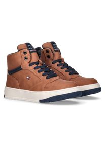 Tommy Hilfiger Kinder Sneaker, Gr. 37, braun, Textil, Synthetik, sportlich, Schuhe, High Top Sneaker, Schnürboots mit seitlichem Logoflag